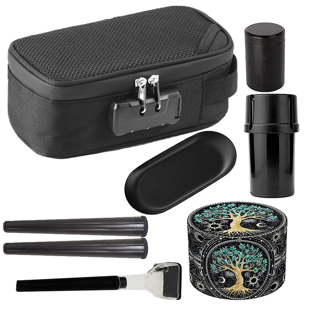 8pcs Odor Smell Proof Smoke Bag Tobacco Herb Grinder Rolling Plate Maker Lock Jar Case Carbon Storage Tube Smoke luxury Gift