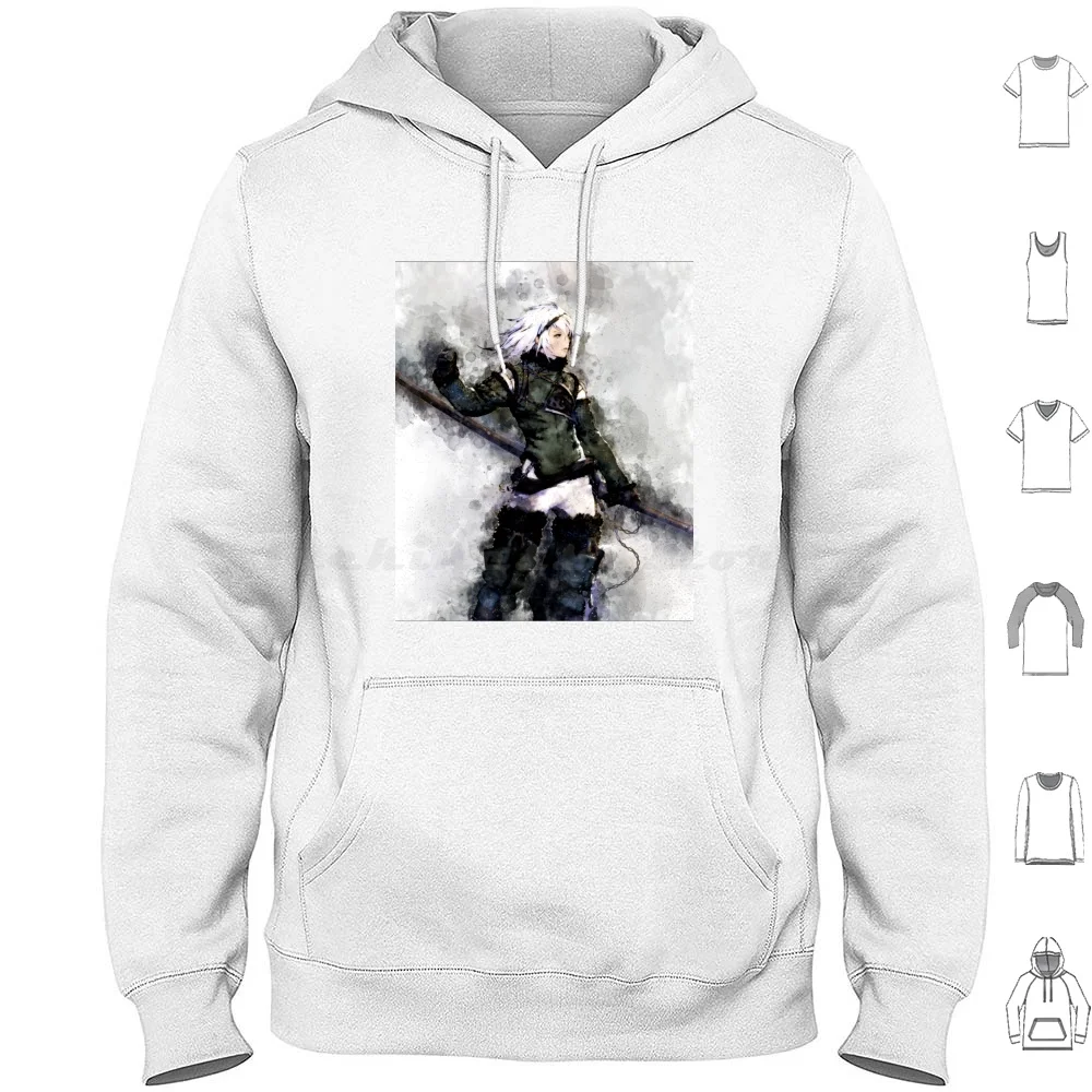 Nier Replicant-Protagonist * Watercolor * Hoodie cotton Long Sleeve Nier Replicant Protagonist Replicant Brother Nier Automata