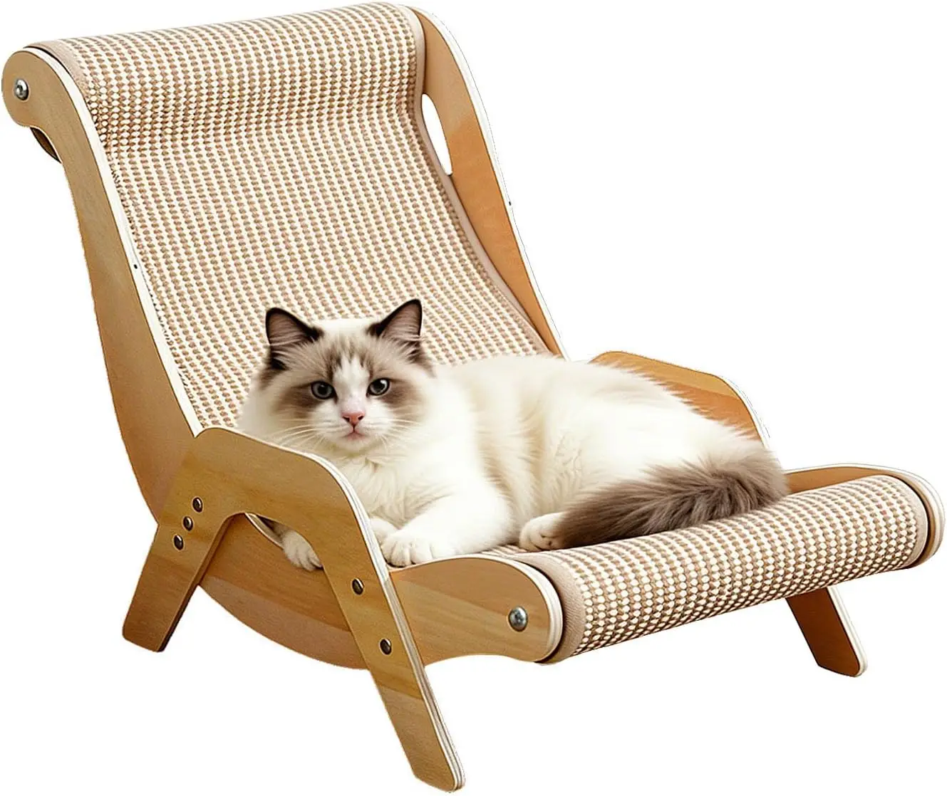 

XXL Cat Scratching Lounge - Solid Wood & Sisal, 110lb Capacity, Furniture Protector