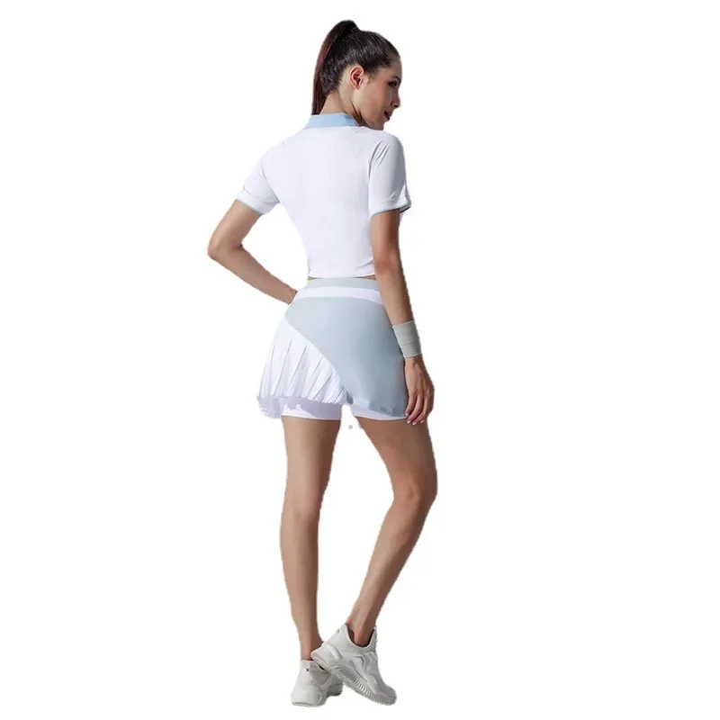 Jupe courte élastique et respirante pour femme, légère, verte, taille haute, tennis, badminton, jupe plissée, golf, t-shirt pour femme, nouveau