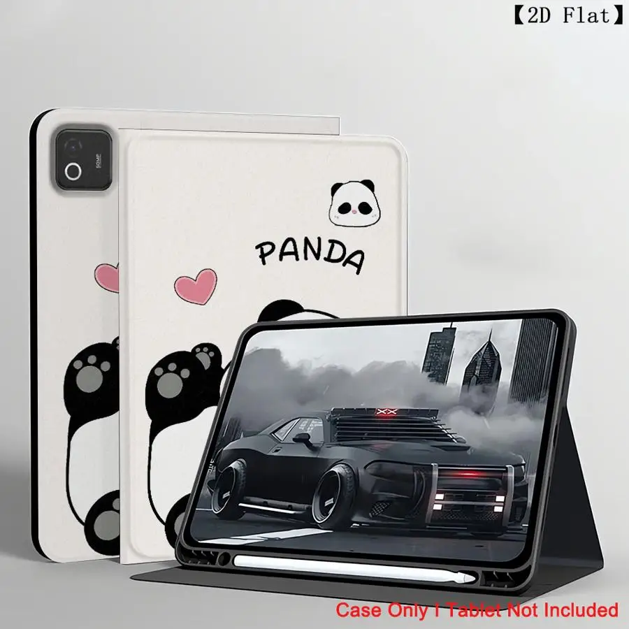 Heart Cute Panda Print with Pencil Slot Case for Xiaomi Redmi Pad SE K Pad 8.8 9.7 12.4 Inch Pad 6s Pro 7 Ultra Pad 5 6 7 8 Pro
