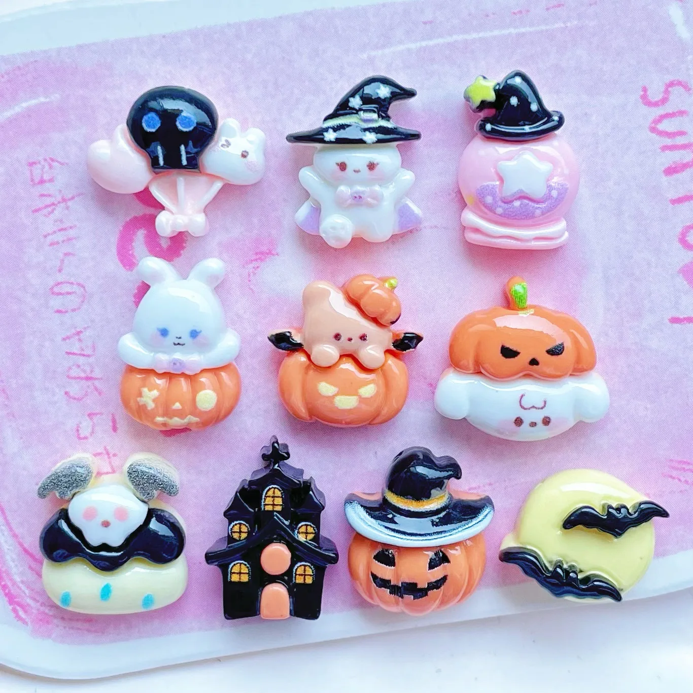 Kawaii resina cabochão para scrapbook, scrapbook acessórios, flatback, subsize, série halloween, novo, 200pcs