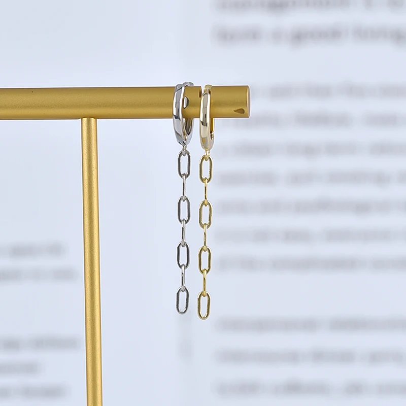 

Vintage 925 Sterling Silver Needle Earrings Europe and America Metal Long Chain Pendant Hoop Earrings for Women Fashion Jewelry