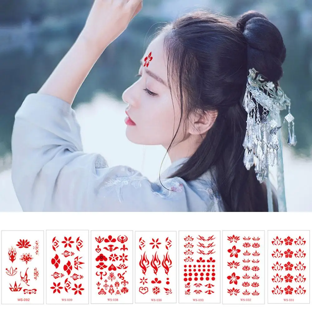 

Классическая Милая пикантная тату-паста в стиле ретро для бровей, старинные Детские тату-наклейки Hanfu со лбом для младенца, стильная наклейка для девочек, временная паста G4I4