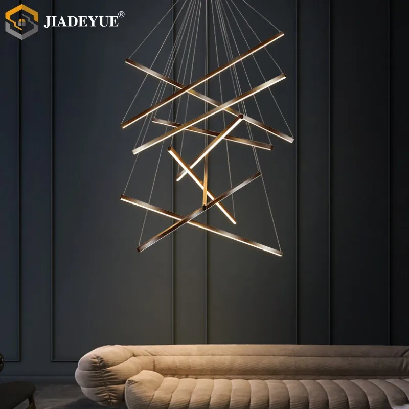 

Modern minimalist stair chandelier led villa living room minimalist creative personality strip light indoor