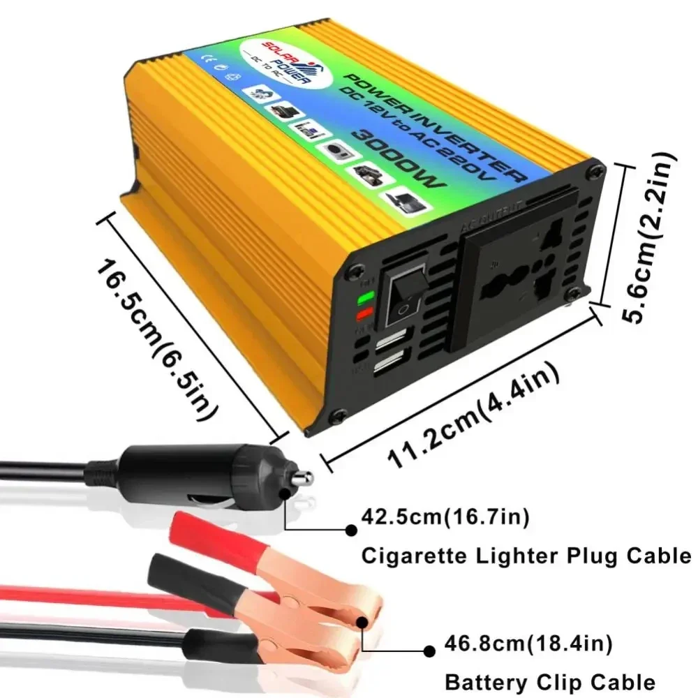 12V to 220V 110V Inverter 300W 4000W 6000W Solar Car Power Inverter  Pure Sine Wave 50/60Hz