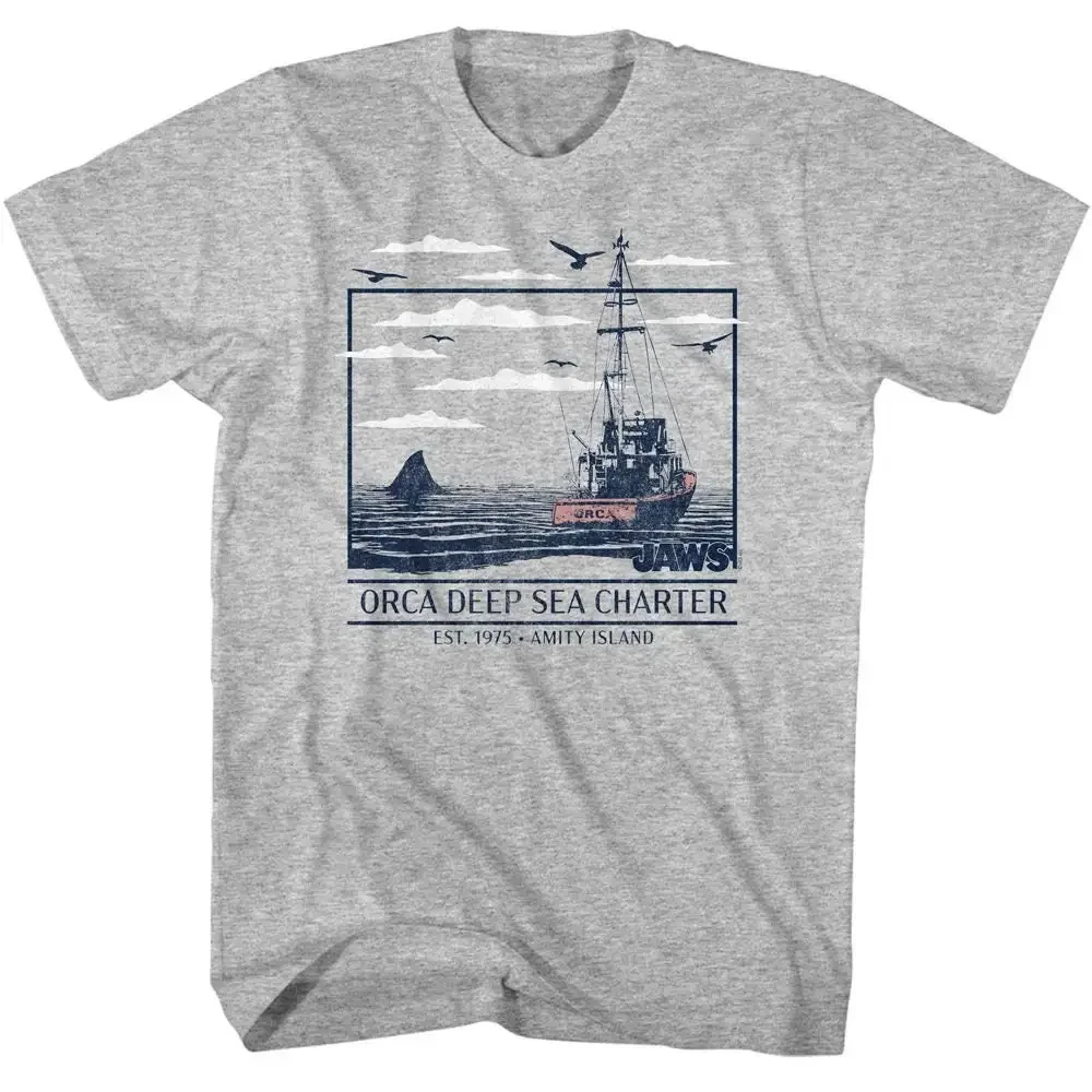 Jaws Orca Deep Sea Boat Gray Heather Adult T Shirt