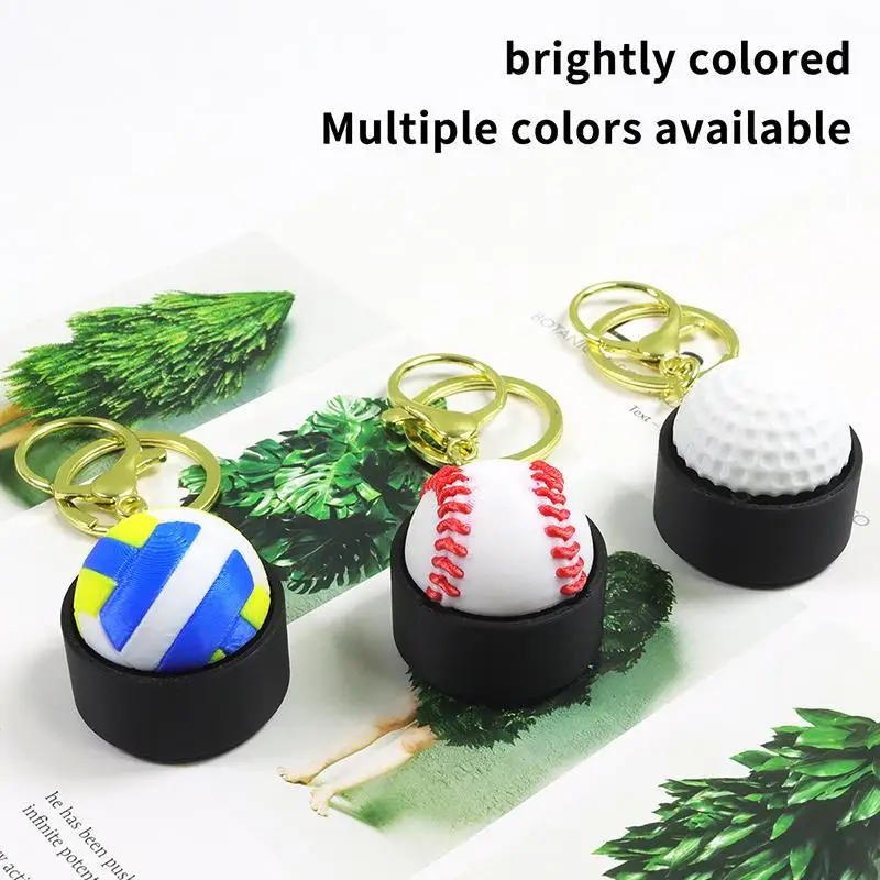 3D Print Sports Ball Clicker Keychain Basketball Football Push Button Fidget Toy Pocket-Sized Decompression Tool Stress Gift