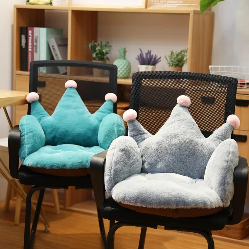 

Plush Cartoon Crown Office Chair Cushion Comfortable Non-slip Lumbar Support Chair Cushions Home Decor Pink Sofa Cushion