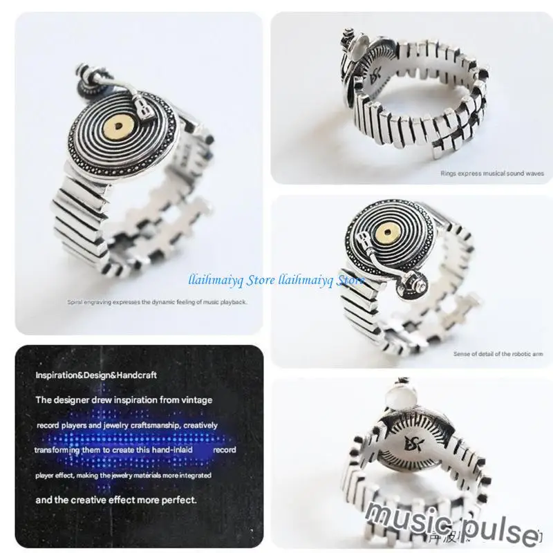 573B قرص صوت ريترو فريد من نوعه، حلقات نحاسية قابلة للتعديل لخبراء الصوت ومعجبي الموسيقى في مناسبات مختلفة #5