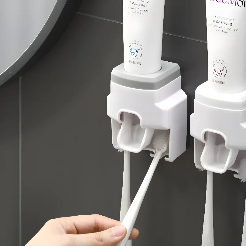 Picture 7: 1pc Automatic Toothpaste Dispenser Creative Wall Mount and Small Toothbrush Holder Squeezer for Family Shower Bathroom