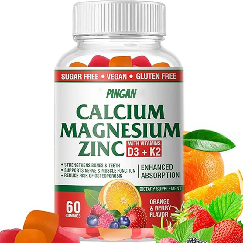 

Calcium Magnesium Zinc Gummies Contain Vitamin D3 and K2- Orange and Berry Flavors