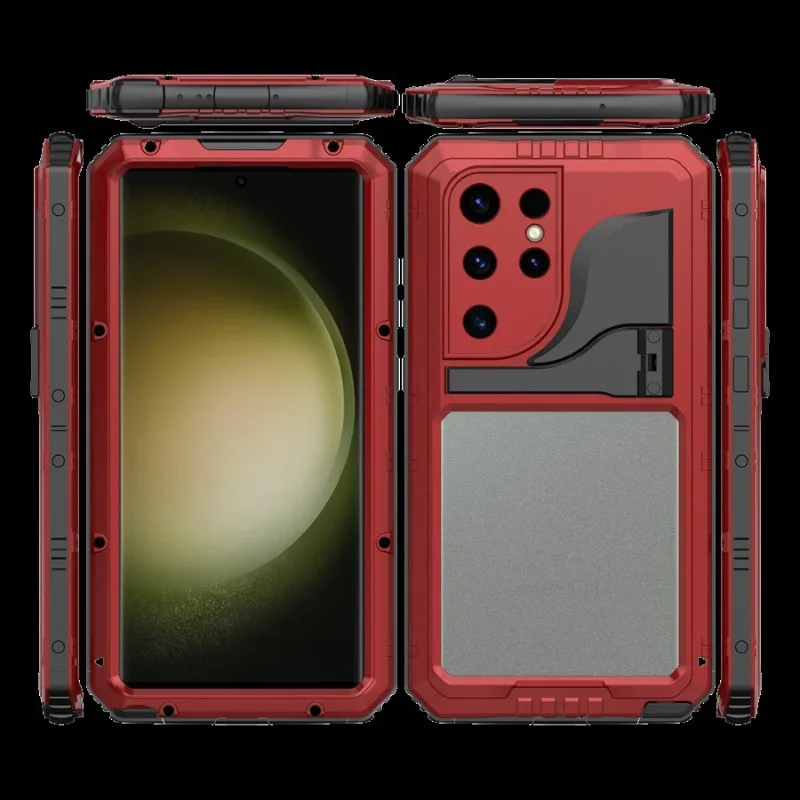 New IP68 Heavy Duty Armor Metal Waterproof Case For Samsung S23 S23 Ultra  Plus Military Shockproof Cover Screen Protector Stand