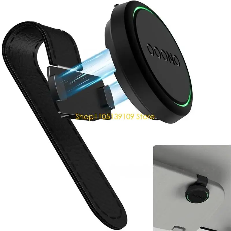 P5ED Car Interior Mounting Clip for Devices, Black Leather-Covered Sun Panel Accessory with Metal Structure for