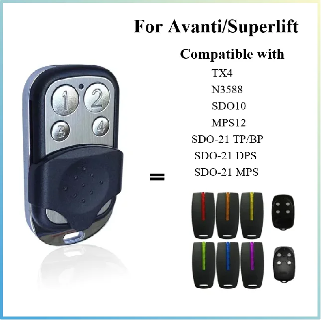 

Replacement for Avanti Superlift TX4 Garage Door Gate Remote Control 433.92mhz