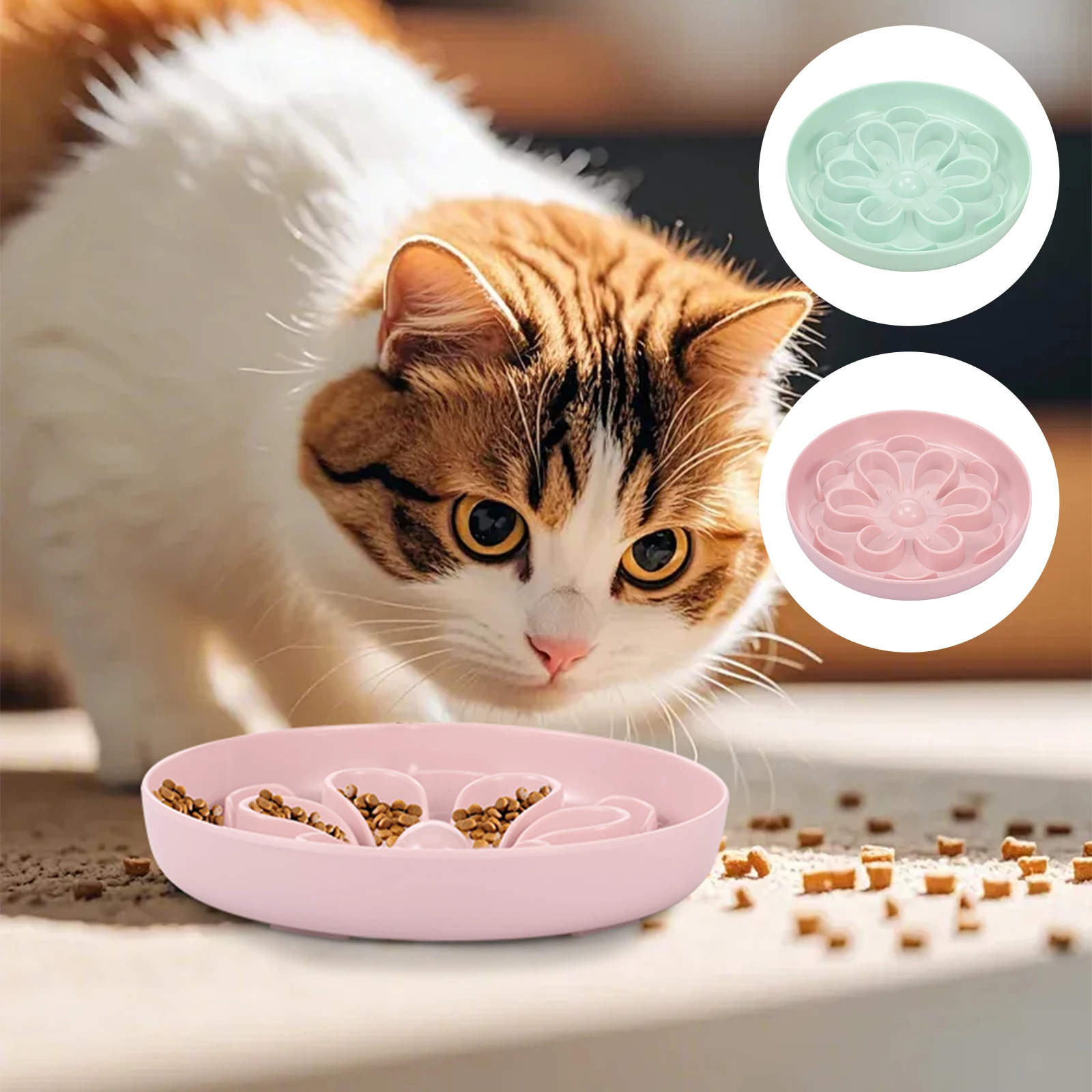 Slow Feeder Pet Bowl Flower Style Cat Dog Food Bowl With Anti Slip Bottom Round Anti-choking Cat Eating Dish Home Pet Supplies