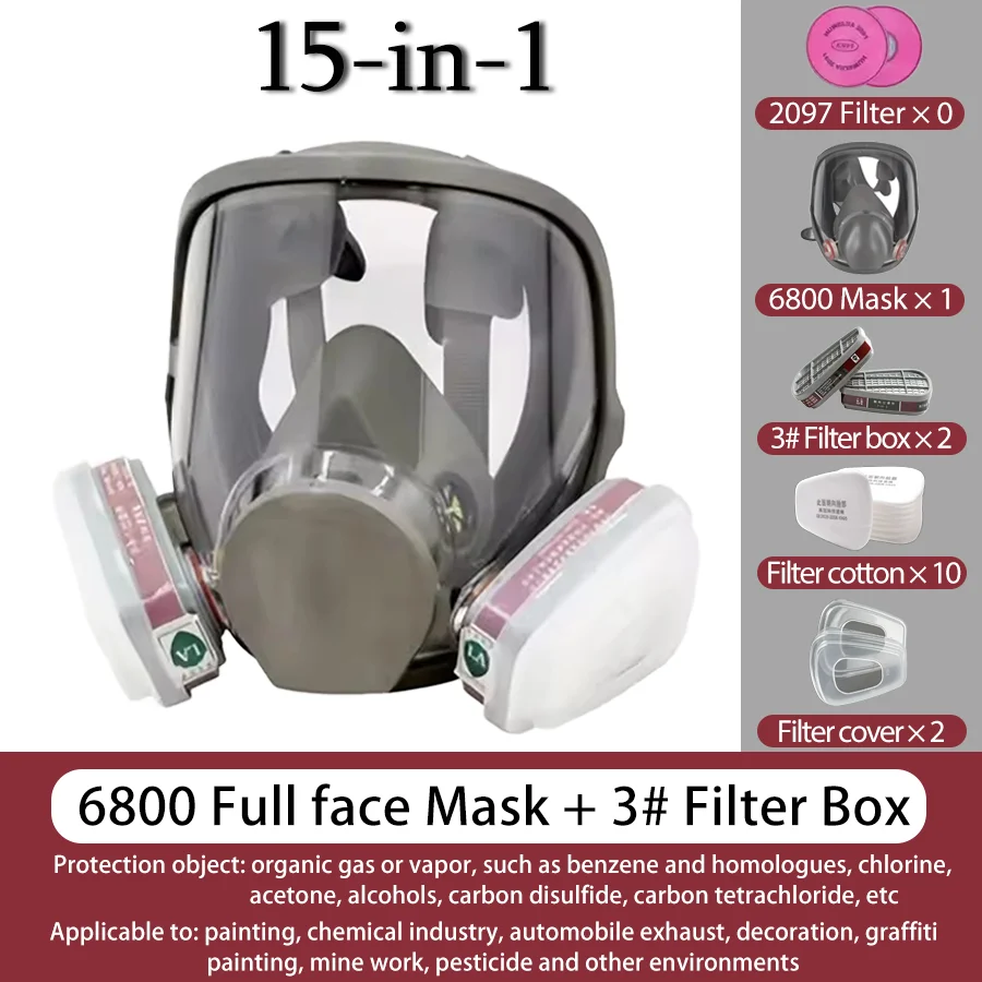 Heavy-Duty 6800 Full Face Respirator: Large Size Reusable Mask for Paint Spray, Dust & Chemical Jobs