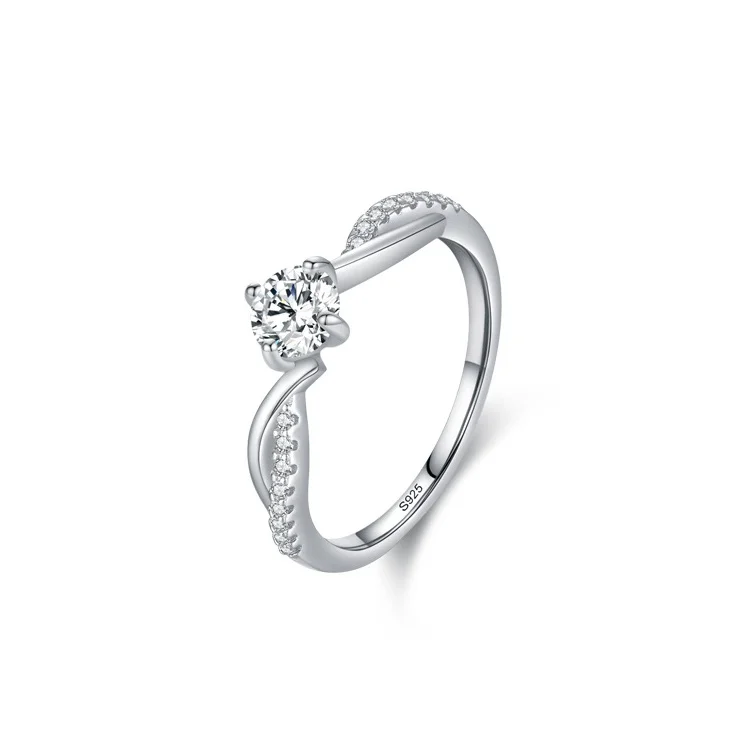 

S925 Sterling Silver One Carat Elegant Luxury Wedding Fine Jewelry Ring
