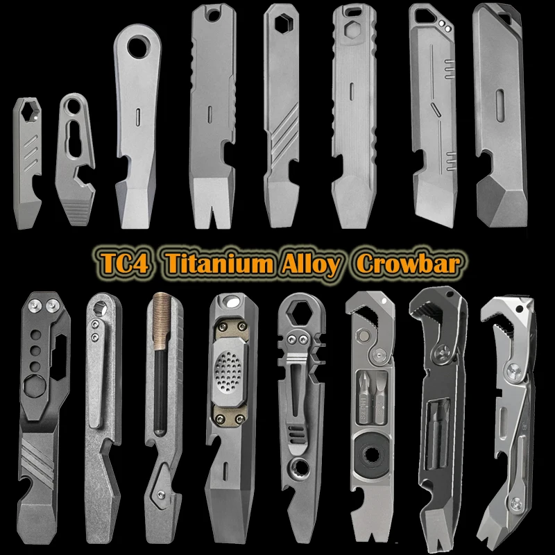 TC4 Titanium Alloy Pry Bar Bottle Opener Screwdriver EDC Multifunctional Tool Wrench Hand Outdoor Camping Tools