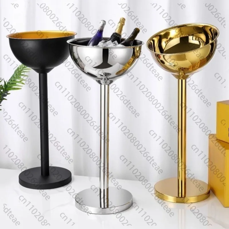 Bar Party Ice Drink Cooler Stand Wine Ice Bucket Stainless Steel High Quality Champagne Wine Bucket Beverage Cooler With Stand