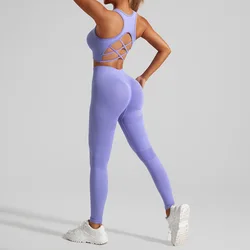 2PCS Women's Seamless Yoga Set Professional Quick Dry Sports Bra + High Waisted Hip Lifting Leggings Gym Running Set