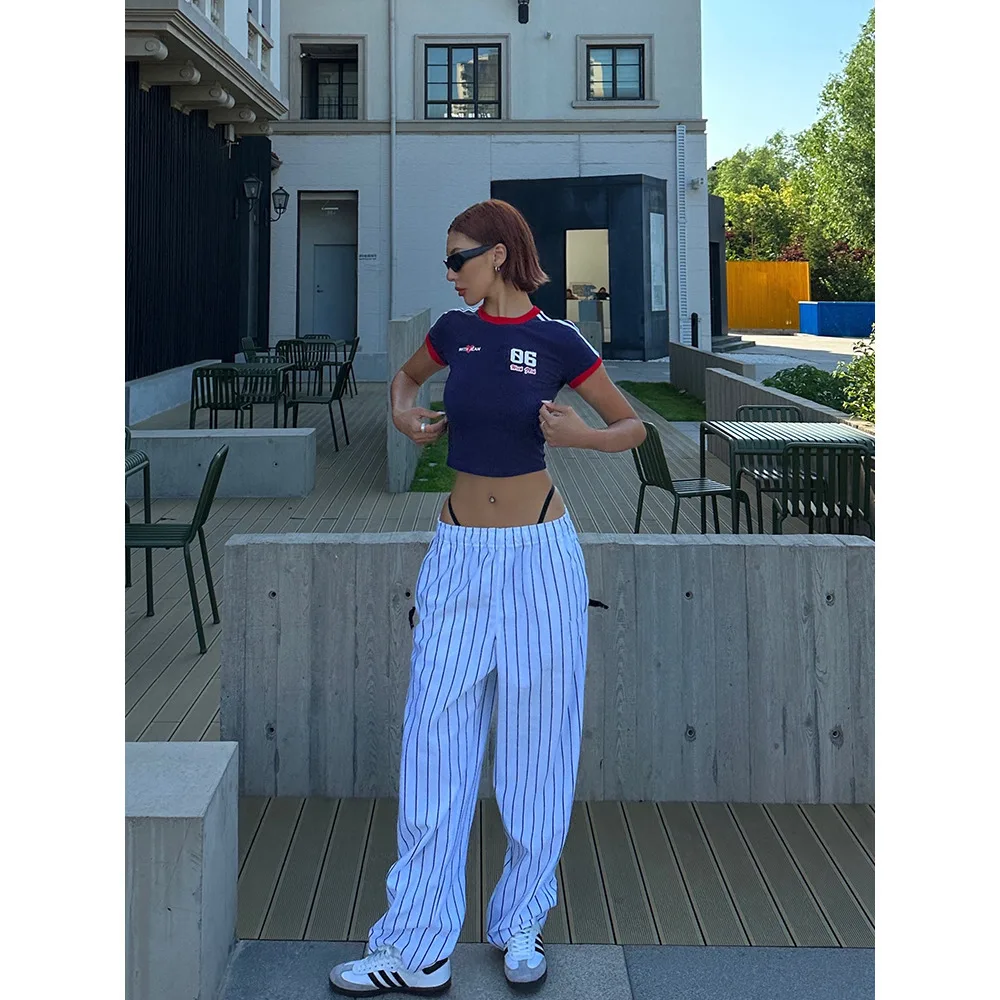 Vanessa Lab All Season Unisex Private Server American Baseball Loose Striped Casual Pants