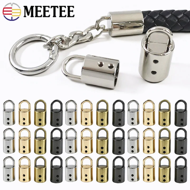 

5-30Pcs Meetee 11/14mm Metal Cord End Caps with Loop Leather Rope Lock Buckles for Bag Strap Hanger Stopper Hardware Accessories