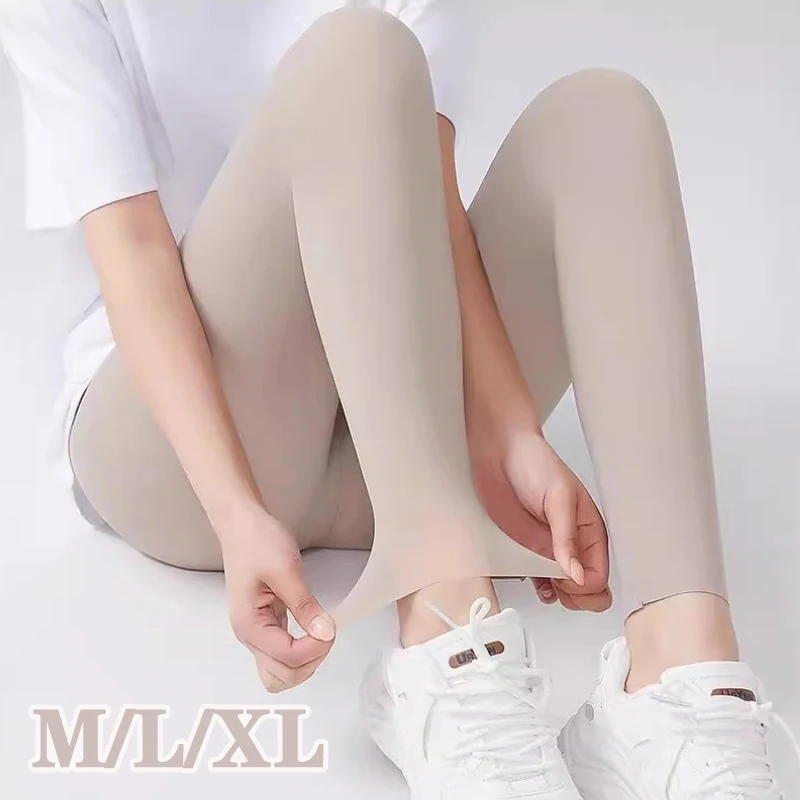 1 Pair Women Thin Yoga Leggings High Waisted Elastic Summer Sunscreen Sexy Butt Lifting Fitness Bottoming Pants Golf Stockings