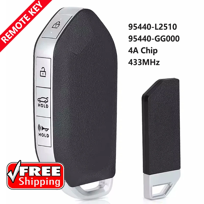 DIYKEY P/N: 95440-GG000 95440-L2510 Умный дистанционный ключ 433 МГц 4A Чип для Kia Carnival K4 K5 Sorento 2024 2025+