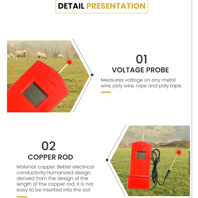 Electric Fence Digital Voltage Tester With LCD Display,Useful Voltage Testing Tool 15KV,Ranch Fence Load Gauge