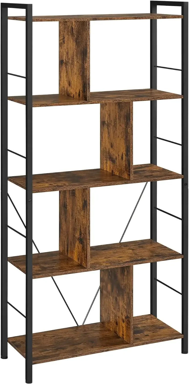 

Bookshelf, 5-Tier Bookcase, Storage Shelving Unit, Display Shelf with Open Compartments for Living Room Home Office,
