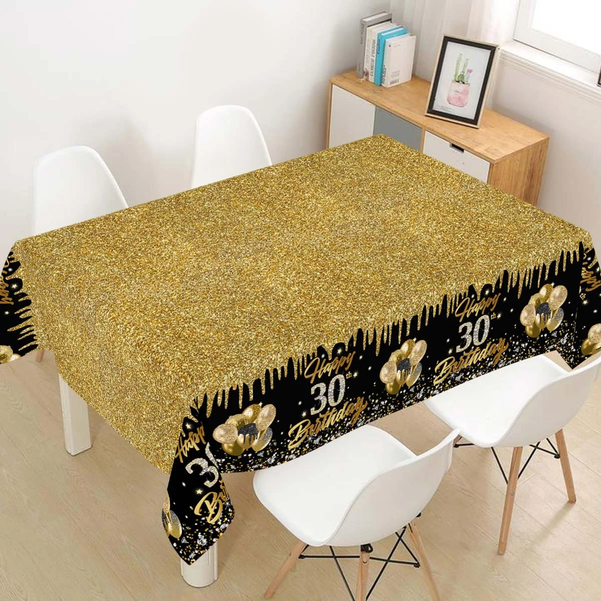 1pc 30th/40th/50th/60th Birthday Party Tablecloth Black Gold Plastic Table Cover for Happy Birthday Party Decor