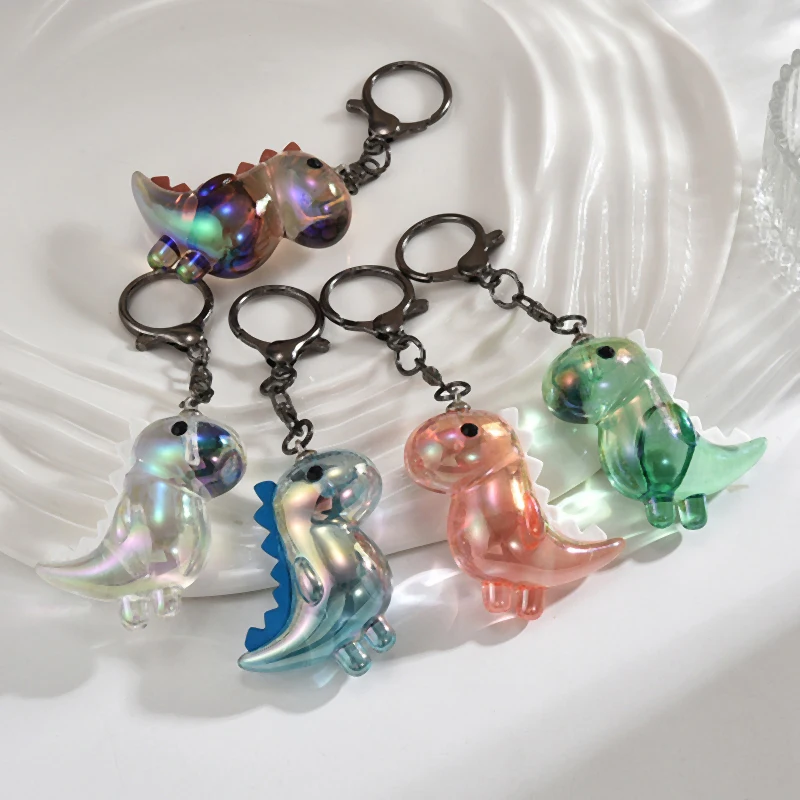 Dazzling Glisten Cartoon Dinosaur Key Chain Accessories High Quality Acrylic Animal Pendant Keychain Ring Jewelry Gifts