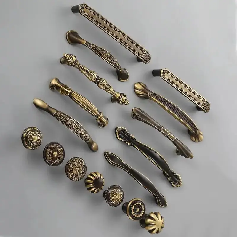 

Retro Antique 4PCS Solid Pure Brass Furniture Handles Drawer Pulls Cupboard Wardrobe Dresser Kitchen Shoe TV Cabinet Pulls Knobs