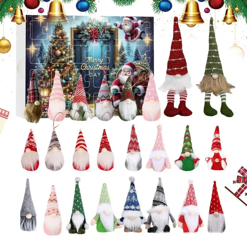 24 Days Gnome Christmas Pendants Advent Calendar 2024 Christmas Decorations Countdown To Christmas Cartoon Toys for Kids Adults