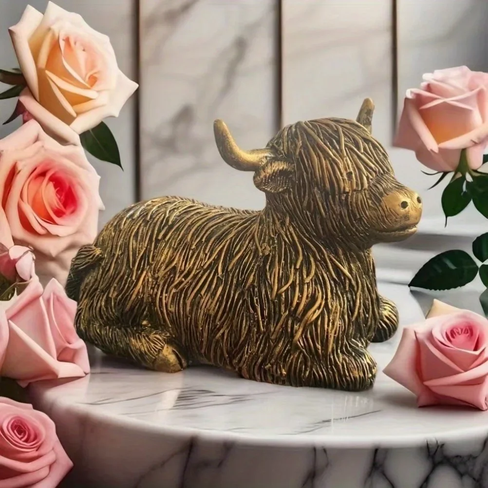 Retro High Mountain Cow Statue Resin Home Garden Ornament Home Living Room Home Decoration Entrance