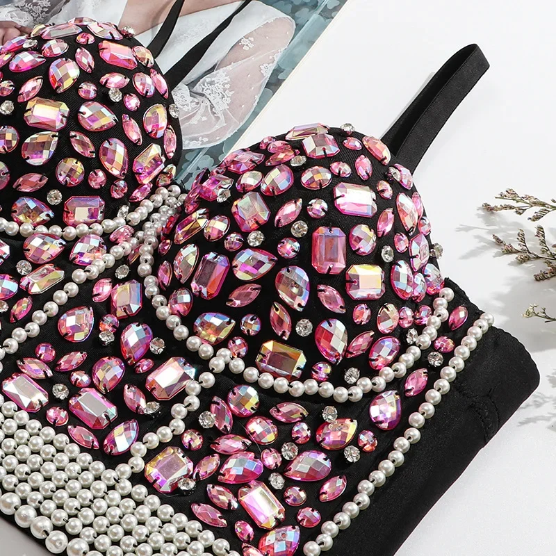 Visivane Fashion Diamond Sequin y2k Tank Top Women Shaper Blusa Camis Corset Woman Clothes Streetwear Bra Ladies Shirt Crop Tops