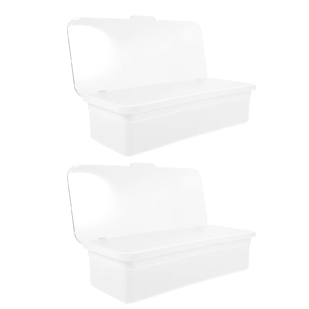 

2Pcs Kitchen Chopstick Box Lid Draining Tray Utensil Organizer Storage Holder Multi-Functional Cutlery Spoon Fork Container