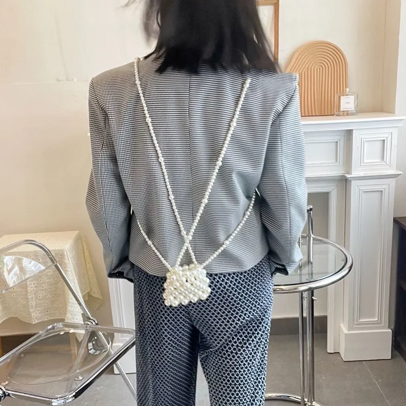 

Мини-сумочка с жемчугом, детский готовый продукт, милая сумка через плечо, кошелек для монет, сумка средней твердости с открытым карманом