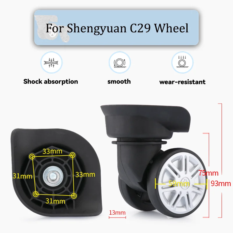 

For Shengyuan C29 Universal Wheel Replacement Suitcase Rotating Smooth Silent Shock Absorbing Wheel Accessories Wheels Casters