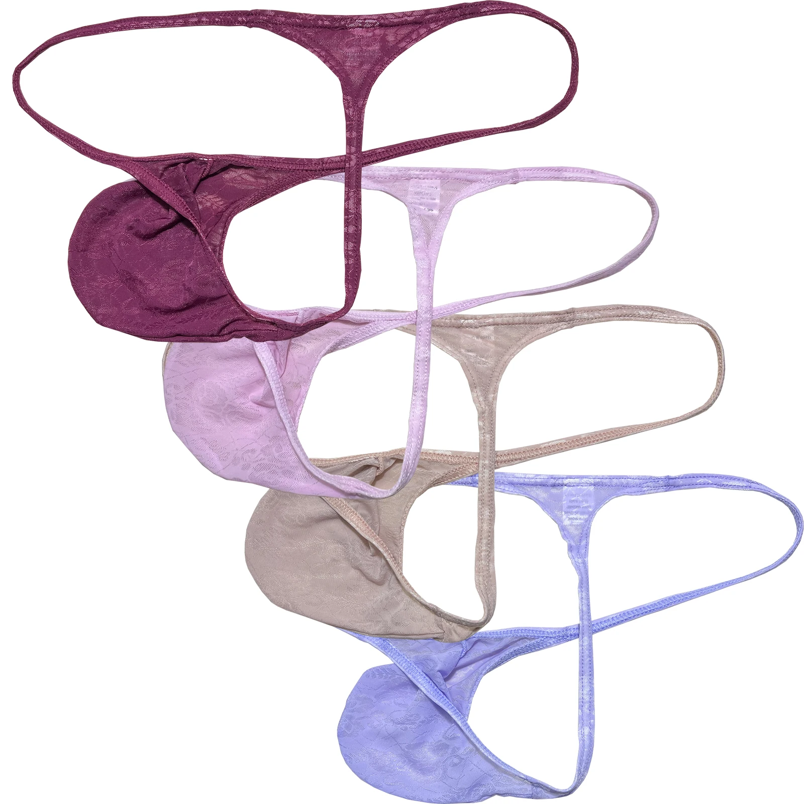Mens Ultra-Thin Lace Jacquard Thong Underwear Soft Breathable Lightweight Mesh Panties Men Thong G-string Low Rise No-Show Brief
