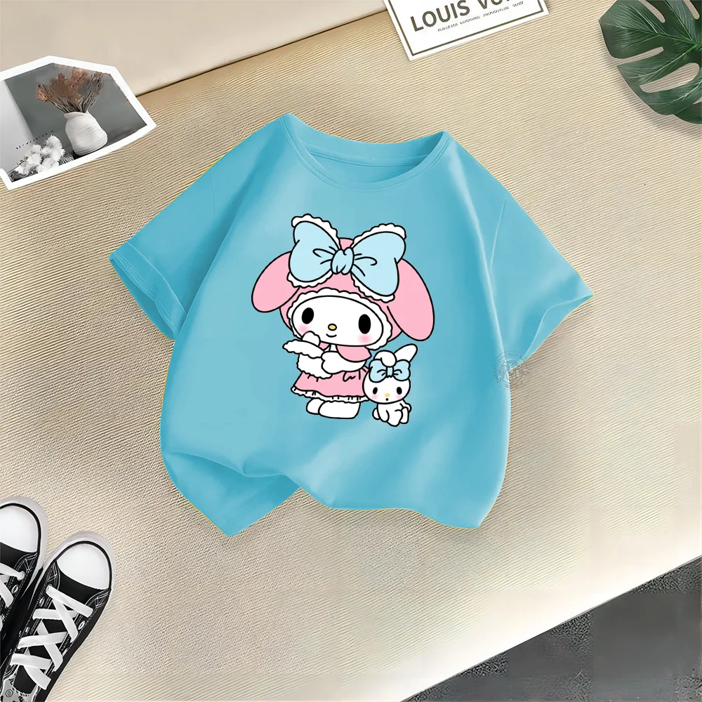 Sanrio Youth Summer Clothing 100% cotton T-shirt Big eared dog print Children\'s casual cotton T-shirt Boys girls Short sleeve Ha