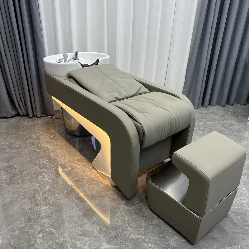 

Light Luxury Shampoo Chair Barber Shop for Hair Salon Hair Salon Lying Half High-End Flushing Bed Ceramic Basin