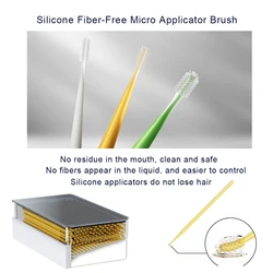 100pcs/Box Dental Disposable Silicone Micro Applicators Brushes Fiber-Free Microbrush Dispenser Dentist Tools Instrument Cotisen
