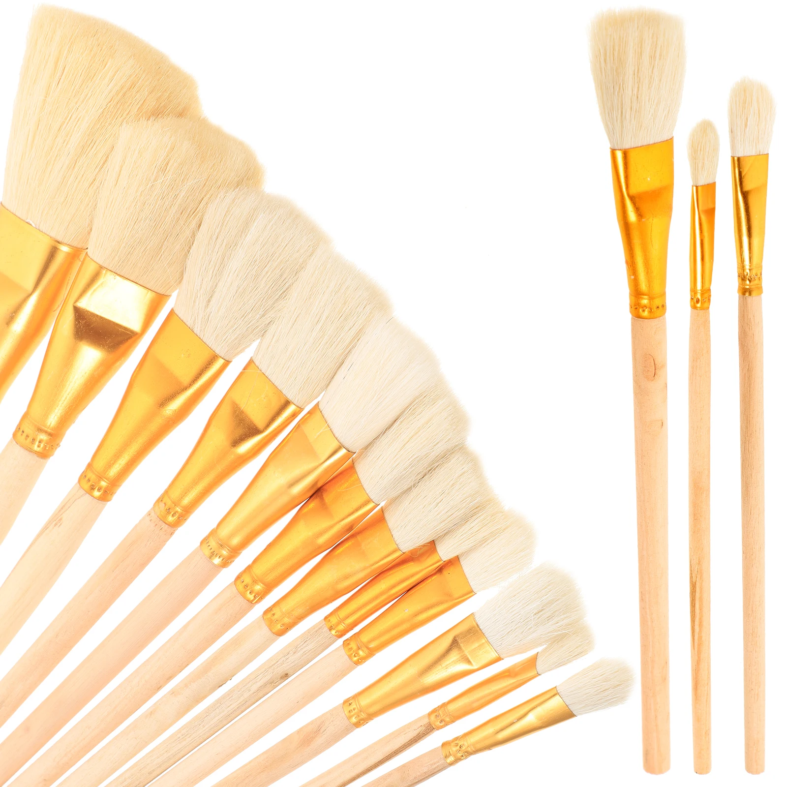 

12 Pcs Art Brush Set Daily Use Multi Function Watercolor Paint Supply School Practice Reusable Wooden Handle Detail Brushes