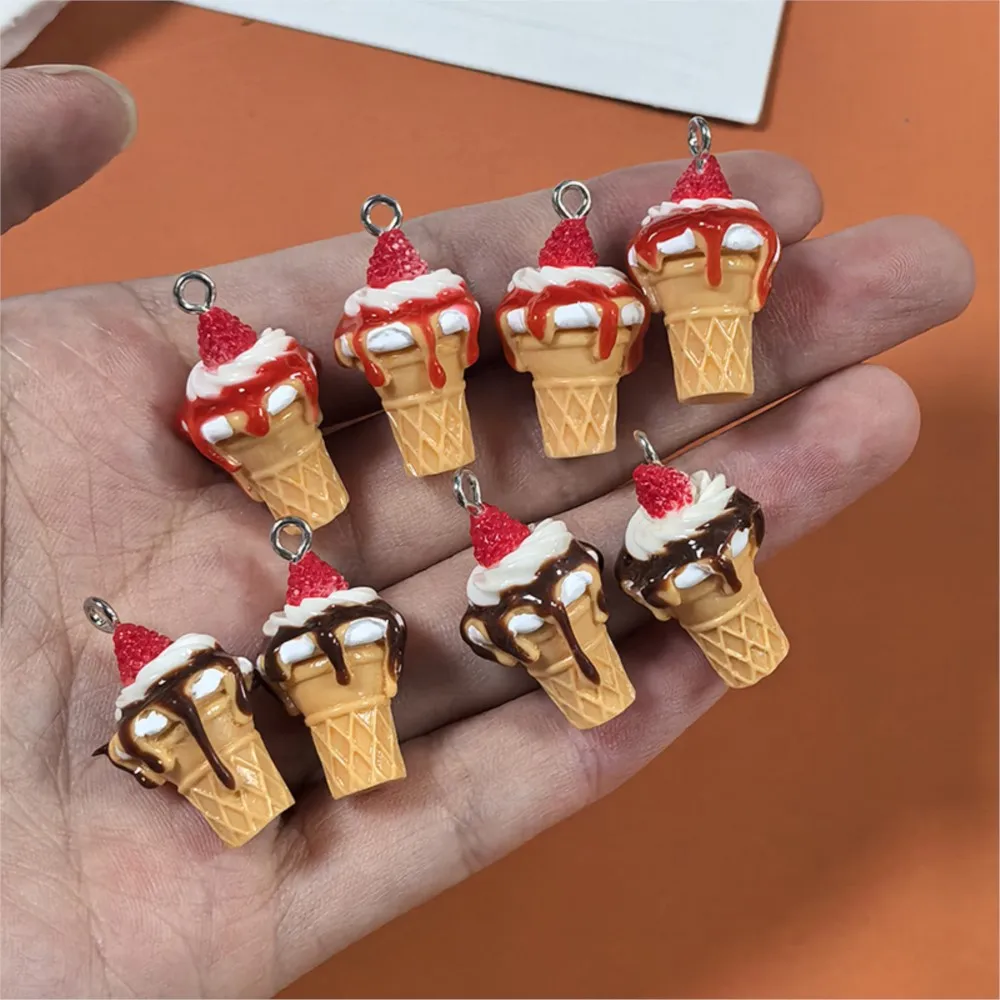 10Pcs Cute 3D Simulation Food Ice Cream Resin Charms Earrings Keychains Pendants for DIY Jewelry Accessories 25*14mm - view 6