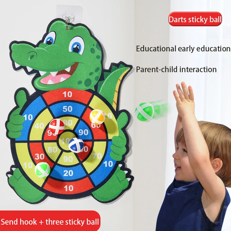 Brinquedos alvo infantis, dardos, bolas pegajosas, versão crocodilo com 3 bolas e 1 gancho