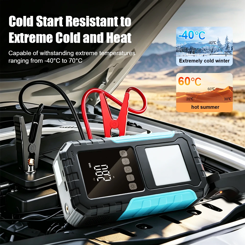 Car Jump Starter Battery Start Up Starting Power Repair Tools Tire Inflation Pump Automobile Emergency Clip For SUV RV Truck Motorcycle Universal Auto Accessories 6000mAh