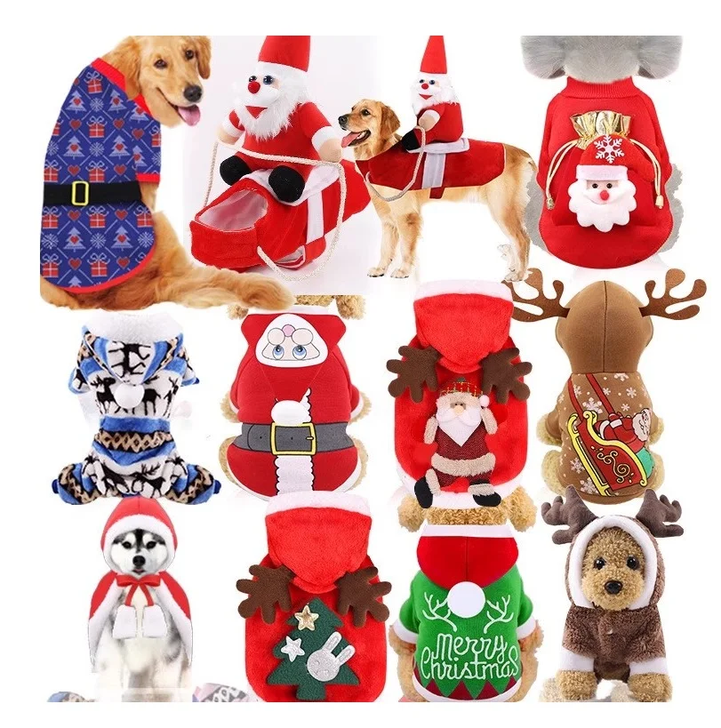 Christmas pet supplies: clothes. Sizes suitable for small, medium, and large dogs or cats, cotton coats, clothing, and funny