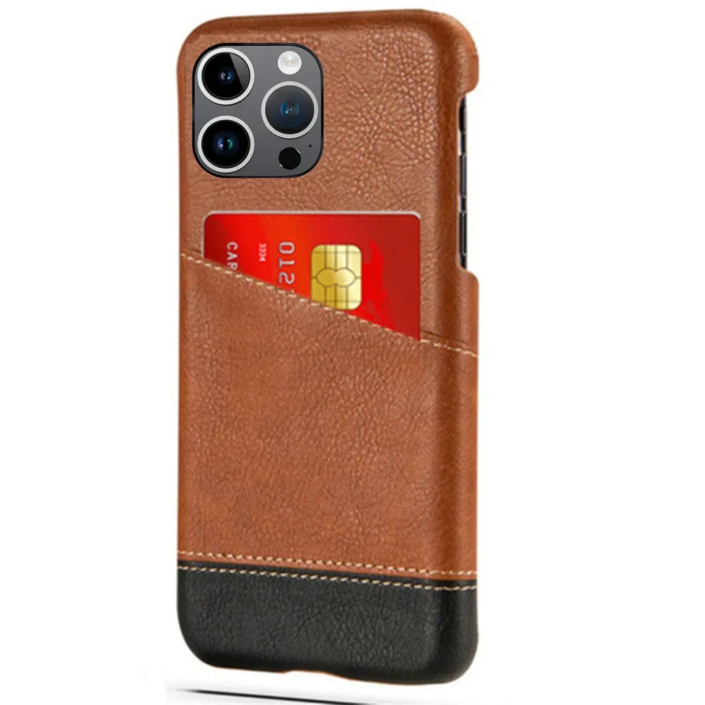 Luxury Slim Leather Credit Card Holder Wallet Cover For iPhone 16 Pro Max 15 14 13 Mini 12 11 Pro SE 2020 Case for iPhone 16 Pro